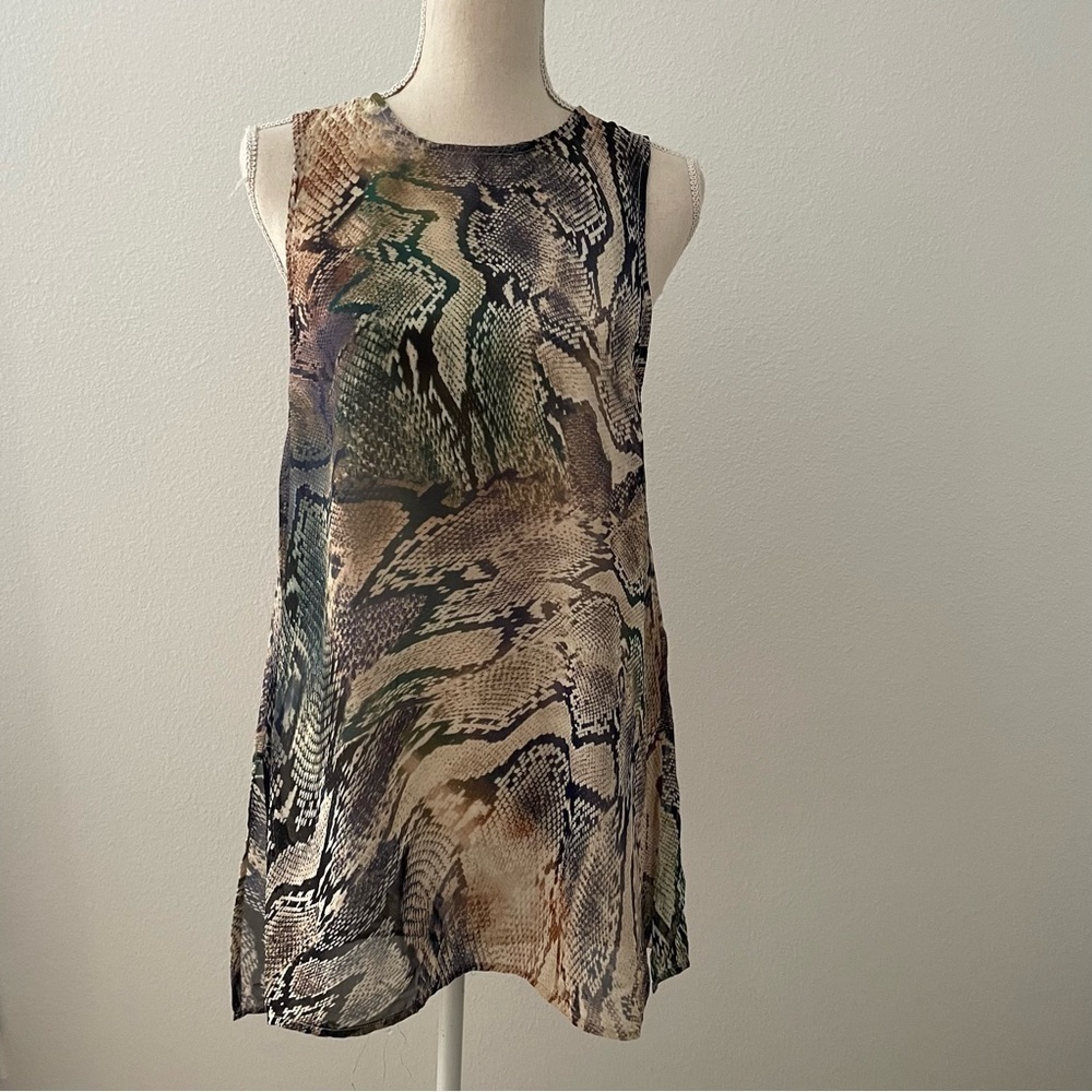 Show Me Your Mumu Sheer Snake Print Sherman  Sleeveless Tunic Tank Size Small